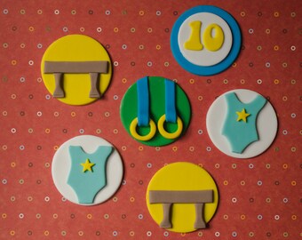 Fondant Gymnastic and Age Toppers for Birthday Cupcakes, Cookies or Cakes