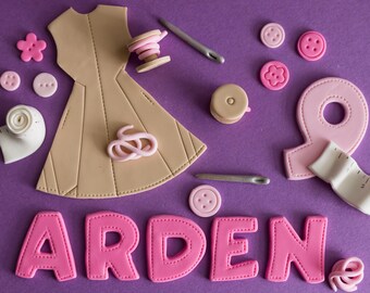 Fondant Sewing, Seamstress, Thread, Button and Needle Cake Decorations Perfect for a Birthday Cake