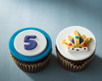 Fondant Crown and Age Toppers for Cupcakes or Other Treats