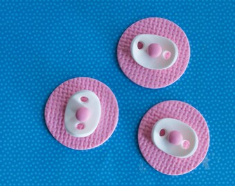 Baby Shower Fondant Pacifier Toppers for Cupcakes, Cookies or Mini-Cakes