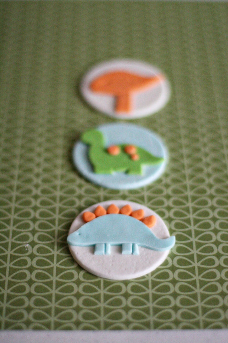 Fondant Dinosaur, Bone, Nest with Eggs, Footprint and Age Toppers for Cupcakes, Cookies or other Treats image 5