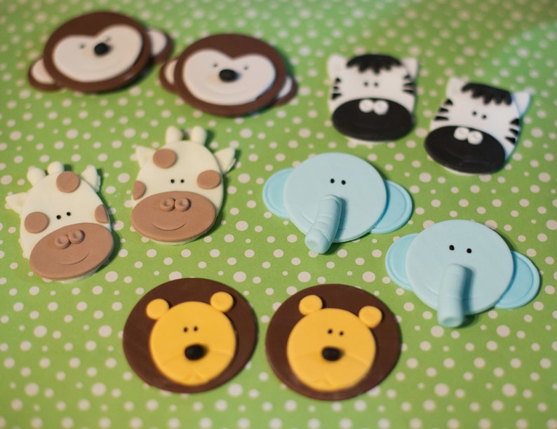 Fondant Noah's Ark Animal Toppers for Cupcakes Cookies or Etsy