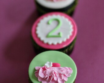 Ballerina TuTu and Age Toppers for Cupcakes, Cookies or Mini-Cakes for Birthday Parties