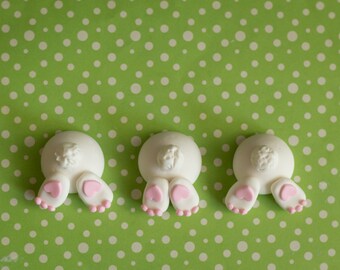 Fondant Easter Bunny Tails and Ears Cupcake or Cake Decorations for an Easter Cake, Cupcakes or other Treats