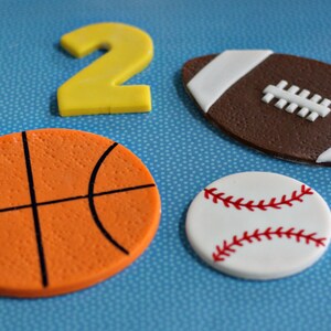 Fondant Sports Basketball, Baseball, Football and Age Cake Decorations image 2