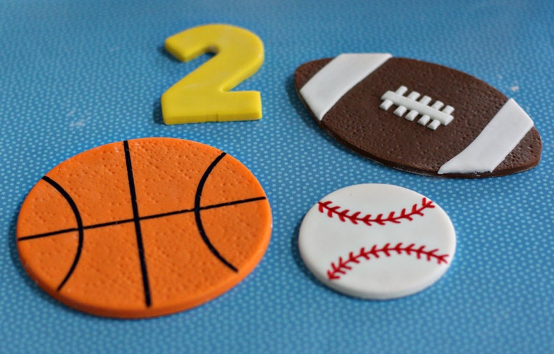 Fondant Sports Basketball, Baseball, Football and Age Cake Decorations image 2