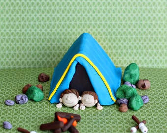 Fondant Camping Tent, S'mores, Fire and More Fondant Cake Decorations Perfect for a Camping Party