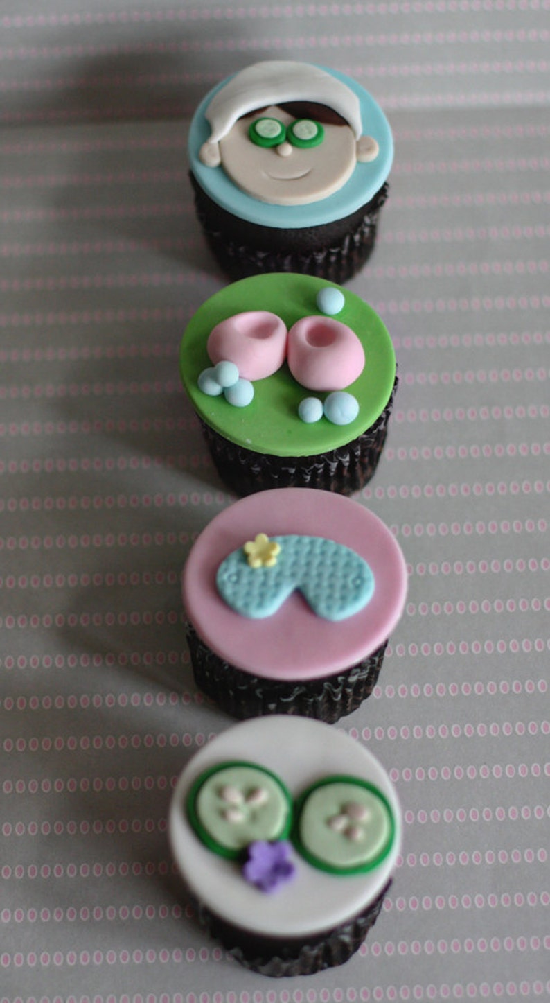 Fondant Spa Cupcake Toppers Perfect for a Spa Birthday Party Cupcakes, Cookies or Mini-Cakes image 3