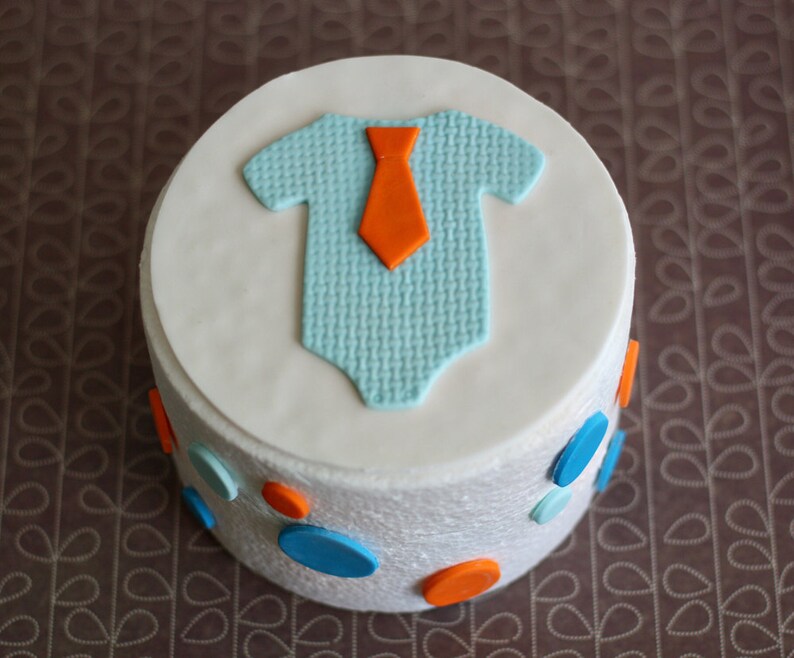Fondant Baby Onesie With Tie And Polka Dot Cake Decorations Etsy