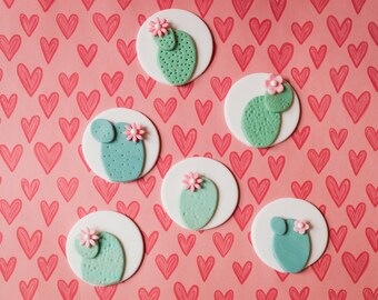 Fondant Cactus Cupcake Toppers for Cupcakes, Cookies or other Treats