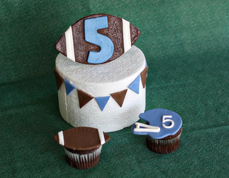 Fondant Football Helmet and Pennant Cake Decorations and ...