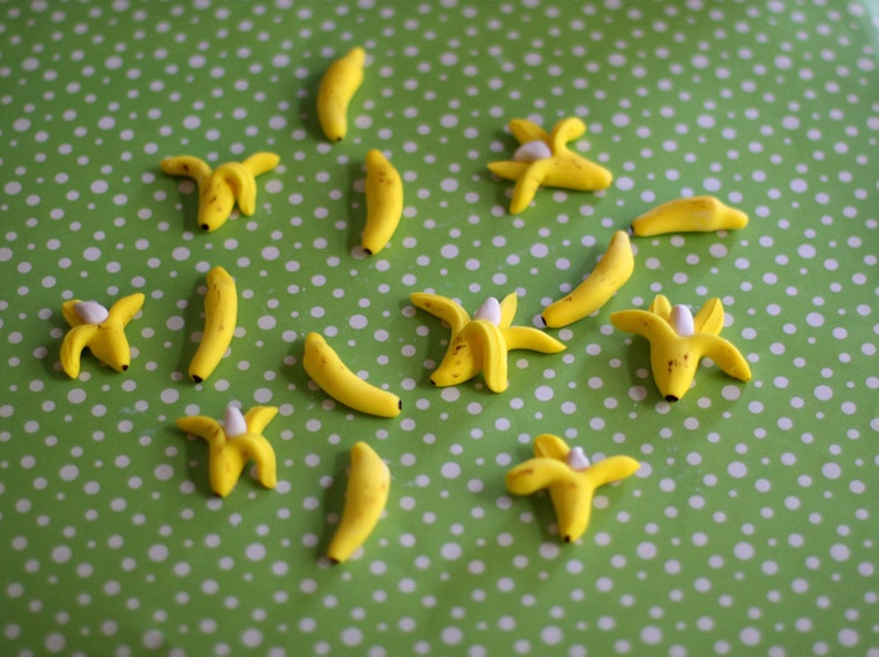 Fondant Bananas, Peeled and Unpeeled, for Decorating Cupcakes, Cake or Mini-Cakes the Perfect Addition for Your Monkey Party image 1