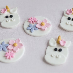 Fondant Unicorn and Flower Toppers for Cupcakes, Cookies or Brownies image 4