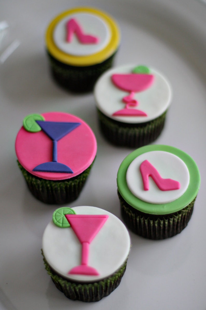 Fondant Ladies Night Martini and High Heel Cupcake Toppers Fondant Ladies Night Martini and High Heel Cupcake Toppers