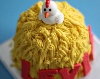 Fondant Chicken, Name and Age Decorations perfect for a Farm Animal Themed Smash or Birthday Cake