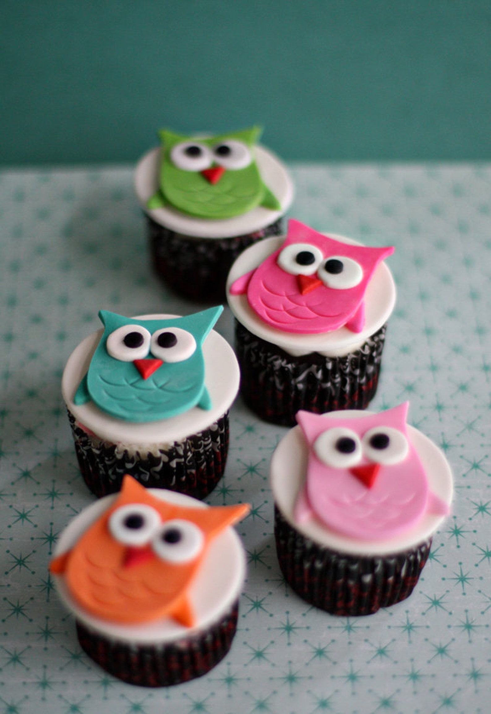 Owl Fondant Toppers for Cupcakes Cookies or Other Treats Etsy