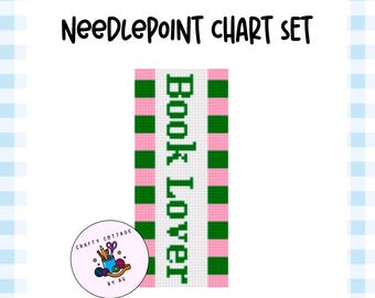 Book Lover bladwijzer - borduurpatroon | 18 mesh | Digitaal pdf-patroon