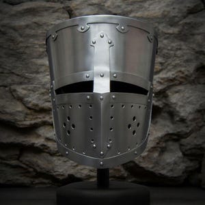 Medieval Templar Knight Helmet: 18 Gauge Steel Armor, Cosplay Reproduction