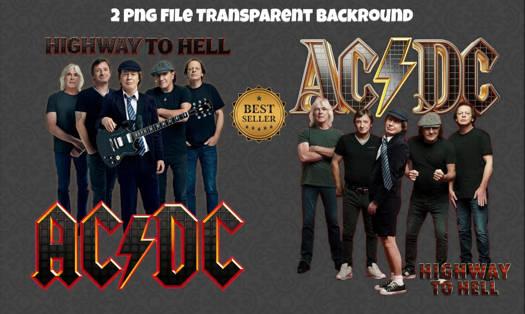 Retro ACDC Band Tshirt Design PNG File: Rock Music Art (digital ...
