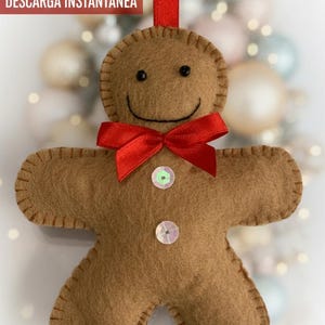 Christmas Gingerbread Garland PDF Pattern | Felt Pattern for Hand Sewing | DIY Christmas Ornament (Digital Download)