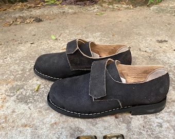 Handmade Napoleon Buckle Shoes | Rough-Out Leather 18th–19th Century Historical Footwear | Napoleonic Reenactment Shoes