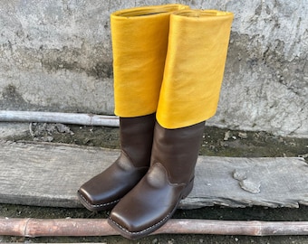 Handmade Leather Pirate Cuff Boots: 17th-19th Century Renaissance Reenactment
