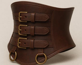 Handmade Leather Bodice Belt: Steampunk Renaissance Waist Cincher