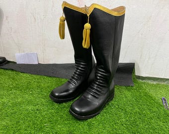 Imperial Hessian Cavalry Parade Boots: Handmade Napoleonic Military Riding Side Zip