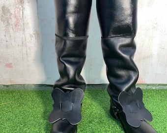 17th Century Musketeer Boots – Handmade Leather Cavalier Historical Reproduction (Sizes 5-15)
