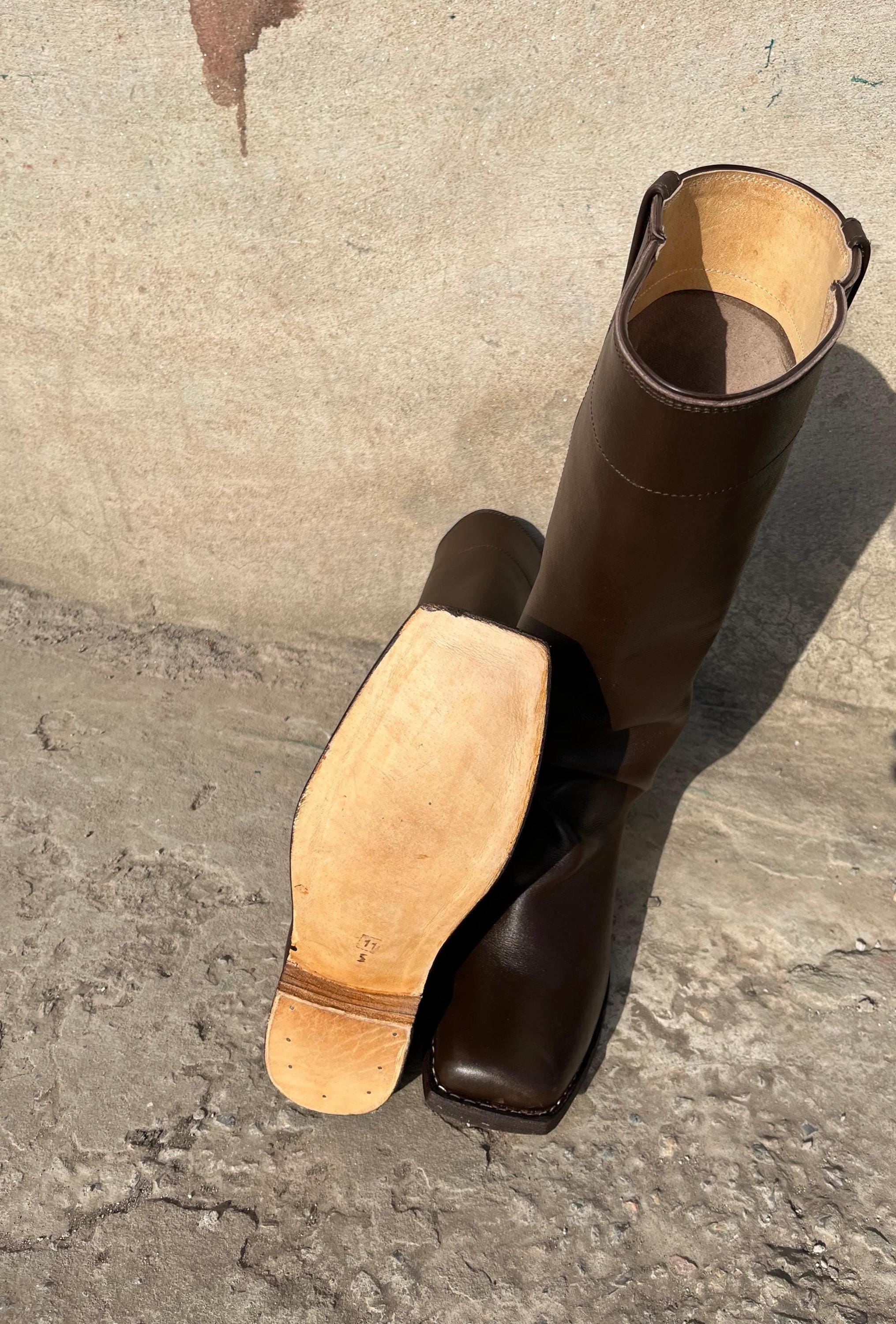 Handmade Leather Stove Pipe Boots - 1860s Civil War Reenactment