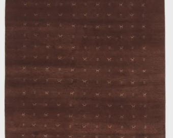 Handwoven Wool Gabbeh Rug: Dark Brown Bohemian Rug