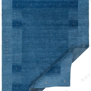 Hand-Knotted Wool Gabbeh Rug: Blue Persian Boho Decor