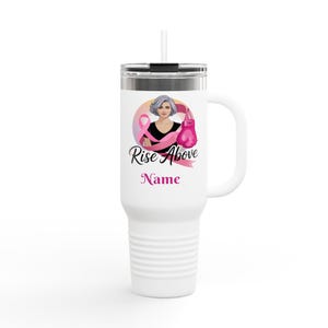 Empowering Insulated Travel Mug, 40oz | Motivational Tumblers for Women | Breast Cancer Awareness Gift | Rise Above | Inspirational [...]