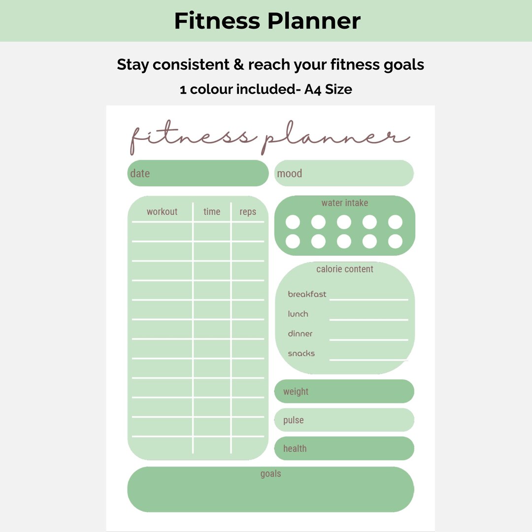 Sage Green- Printable and Editable Fitness Planner - A4 PDF and Digital ...