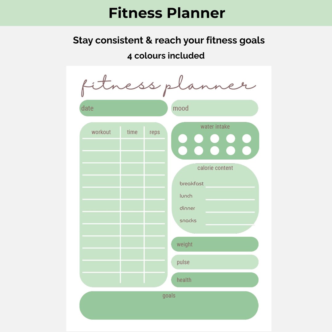 Fitness Planner Printable A4 & A5 | Workout Planner, Exercise Log ...