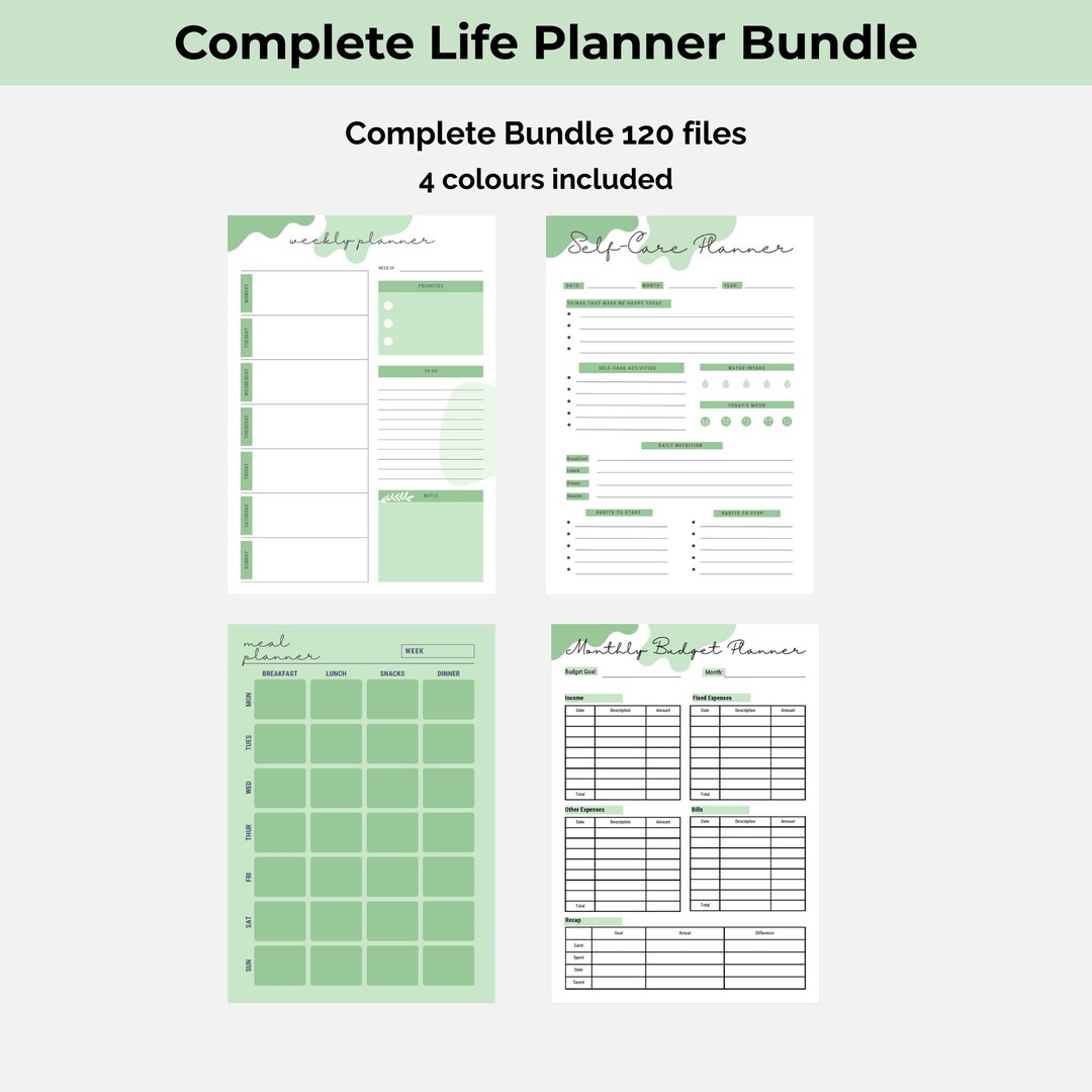 Printable Life Planner Bundle A4 A5 | All-in-one Organisation PDF ...