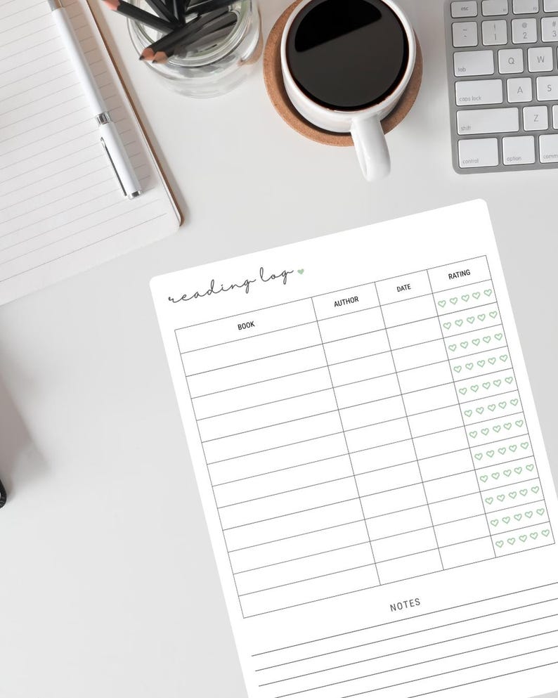 Reading Log | Book Tracker & Reading List | A4 Printable Editable PDF ...