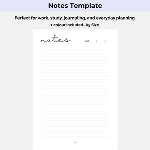Lavender Printable Notes Template Lined A5 PDF Digital Download Minimalist Notepaper