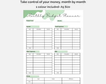 Monthly Budget Planner Printable | Budget Tracker PDF