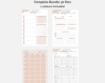 Ensemble d'agendas modifiables et imprimables Dusty Rose – PDF A4/A5 (téléchargement numérique)