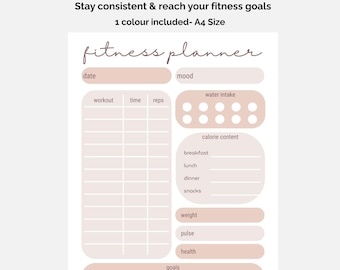 Fitnessplanner Afdrukbaar A4 I-trainingslogboek Oefentracker pdf