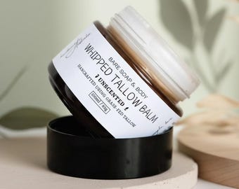 Unscented Whipped Tallow Balm: Grass-Fed Tallow Natural Moisturizer with Shea Butter