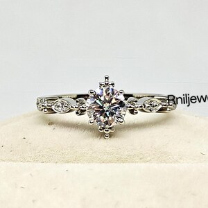 Moissanite Solitaire Diamond Ring, 925 Sterling Silver,  Minimalist Handmade Ring, Round Cut Moissanite Ring, Gift For Her, Anniversary Gift