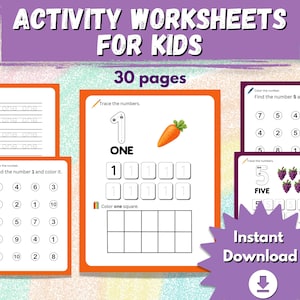 Preschool & Kindergarten Number Tracing Worksheets 1-10 | Printable Activity for Kids Ages 3-6 | Learn to Write Numbers PDF