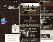 Brown minimal Wedding Website Template with RSVP, Editable Canva Wedding Website, Modern Digital Wedding Invitation Template save the date