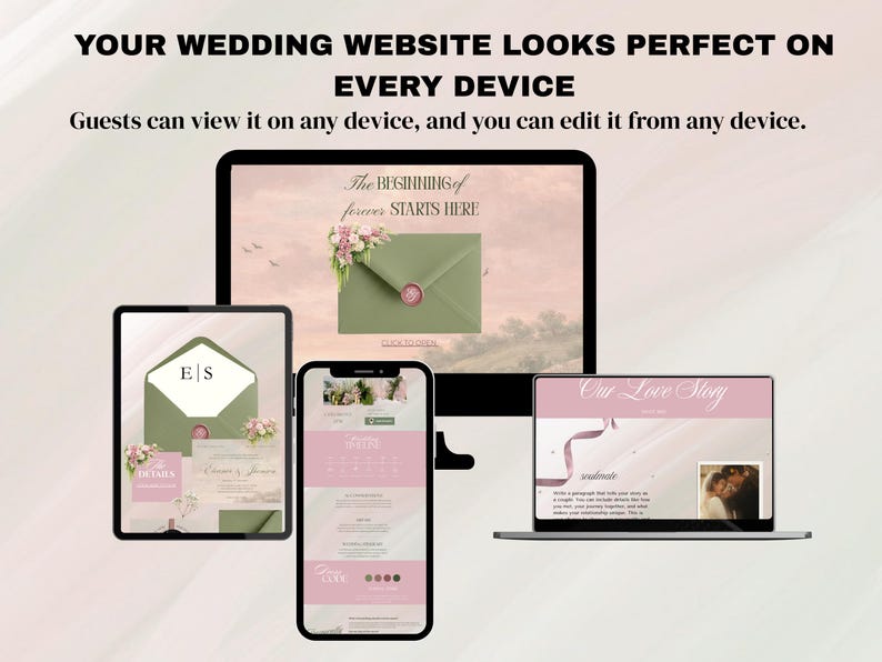 (Elegant Pink & Green Wedding Website Template, minimal Save The Date Wedding website with Trackable RSVP form, dusty rose sage green website blush and olive green wedding website , Canva Editable (Digital Download) Editable Wedding Website Template with Custom RSVP Form, Details Page and Our Love Story | Paperless Digital Wedding Invitation Design | Brown Theme | DIY Canva Website Template | DIY RSVP Google Form | Free Domain | Instant Download)