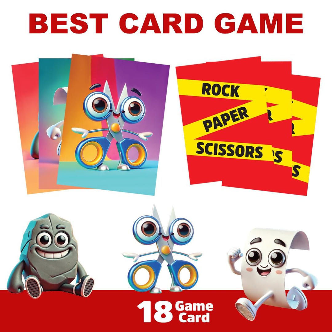 Scissors Card Rock Paper Scissors Card Game Printable, Digital Download Kids Game ...