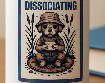 "Lustiger Hunde Aufkleber: ""My Hobby is Disociating"" Holographischer Vinyl-Aufkleber."