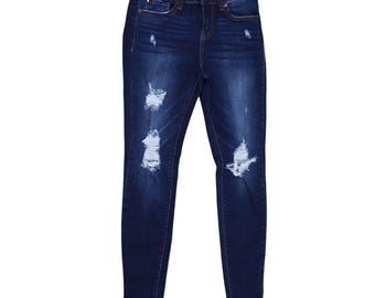 ENJEAN Distressed Skinny Jeans - Size 1 - Dark Wash Mid-Rise Stretch