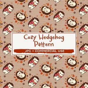 Hedgehog Fall Seamless Pattern - Acorn Leaf Design